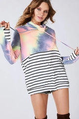 Trendsi BiBi Tie Dye French Terry Cowl Neck Top -