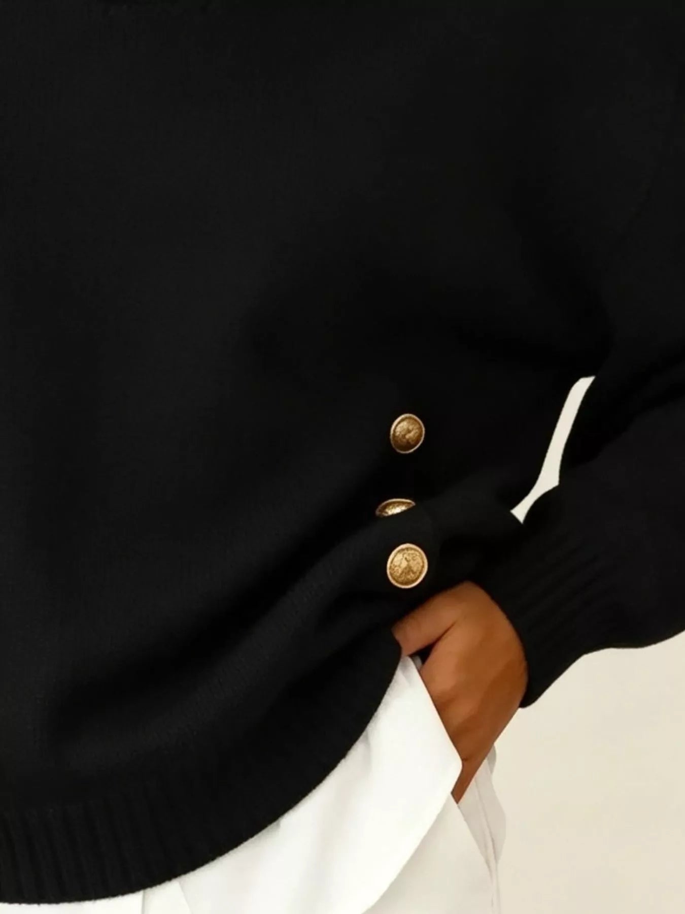 Trendsi Chic Collared Decor-Button Sweater -