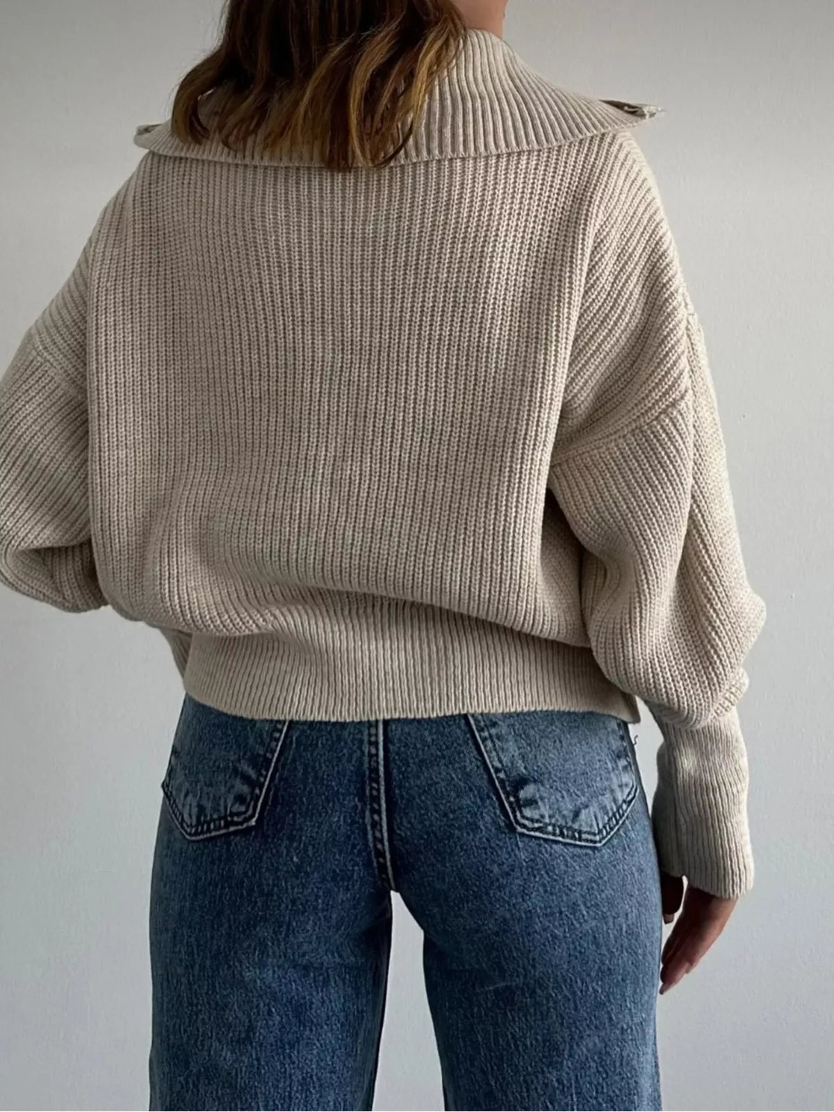 Trendsi Zip Up Dropped Shoulder Cardigan -