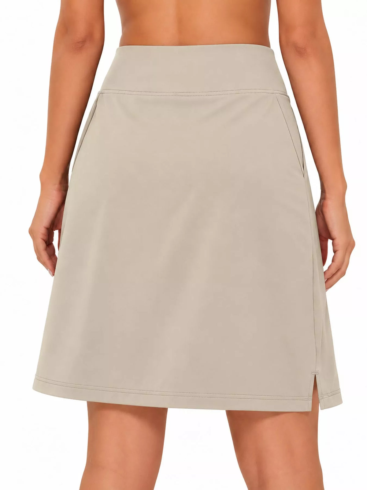 High-Waisted Athletic Skort with Side Pockets — back view