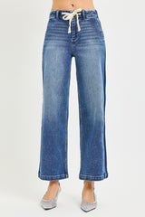 Trendsi RISEN Elastic Band High Rise Cropped Wide Jeans -