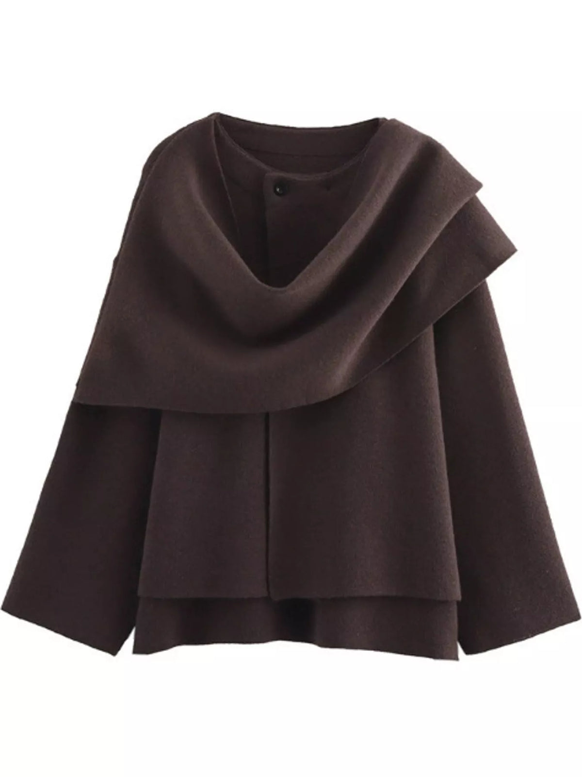 Oversized Drape-Front Knit Cardigan — garment front