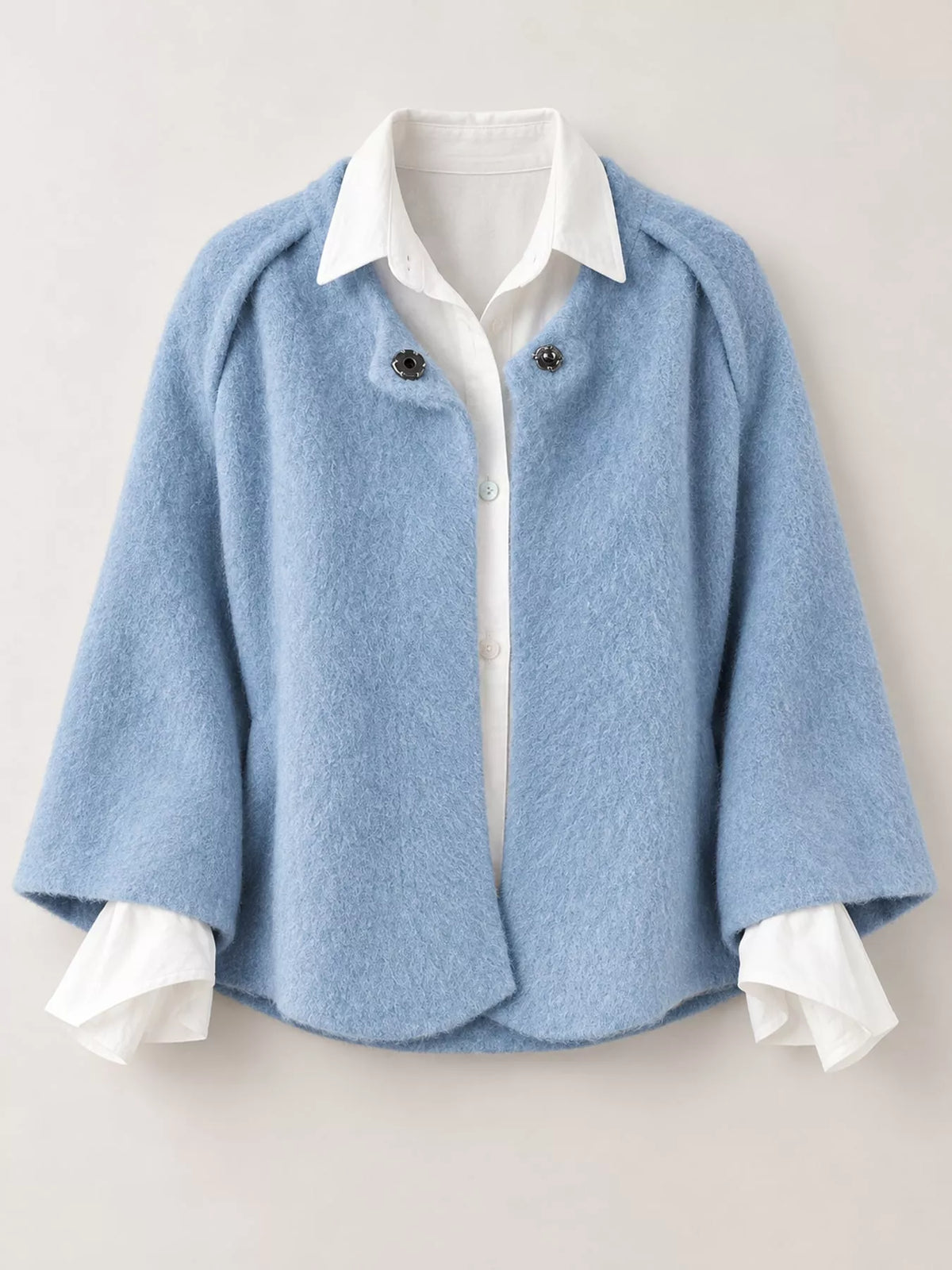 Fuzzy Texture Open-Front Cropped Jacket — garment front