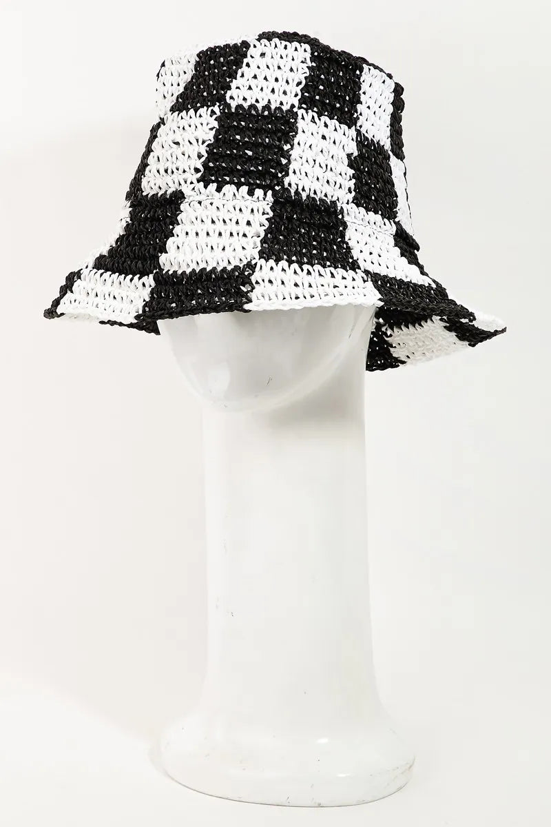 Checkered Knit Bucket Hat for Everyday Wear — product view 2
