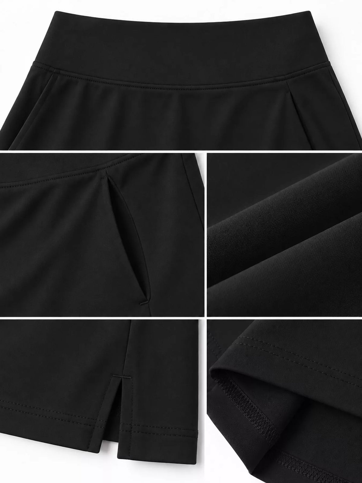 High-Waisted Athletic Skort with Side Pockets — garment construction details