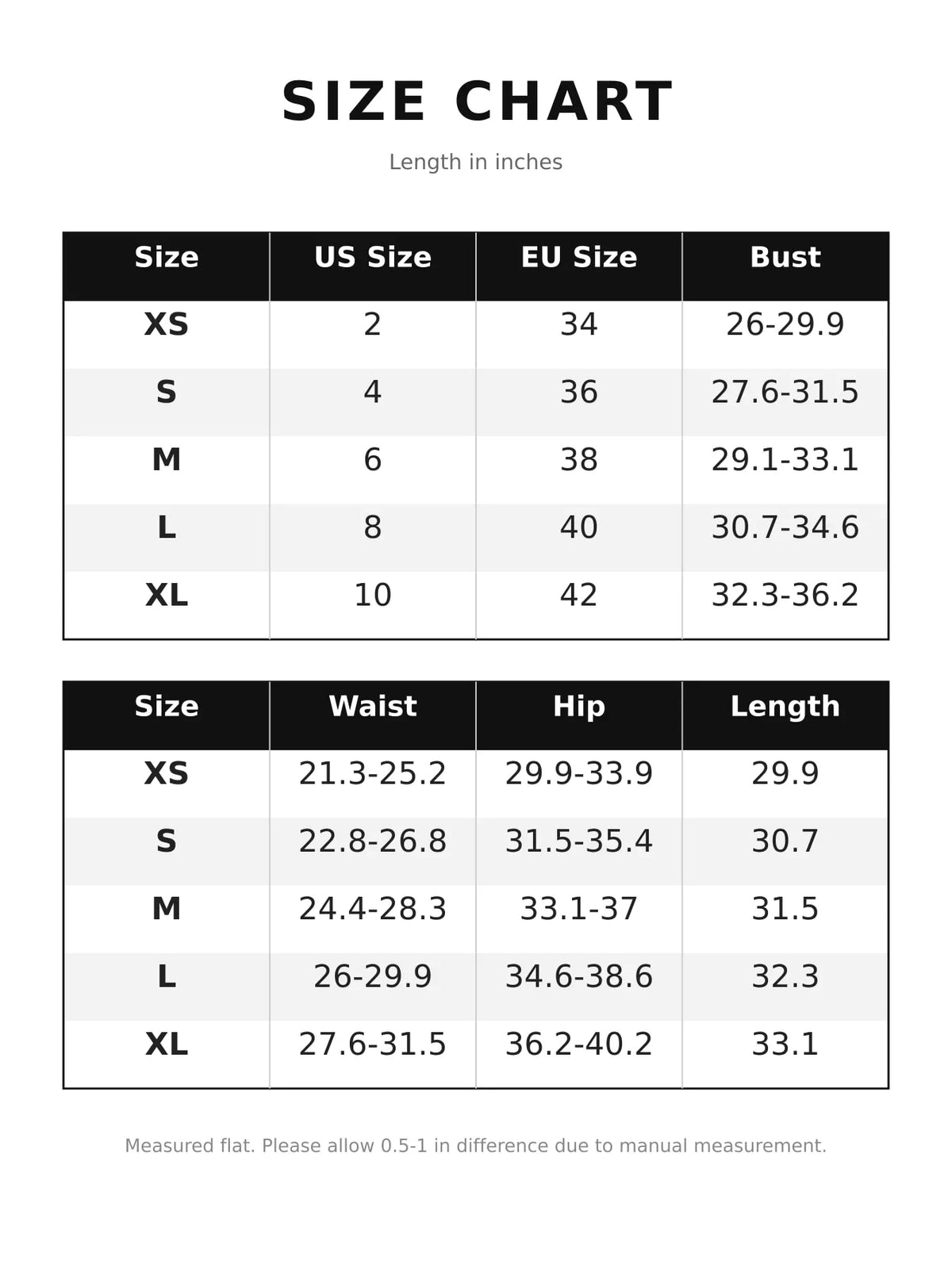One-shoulder cutout dress, size chart