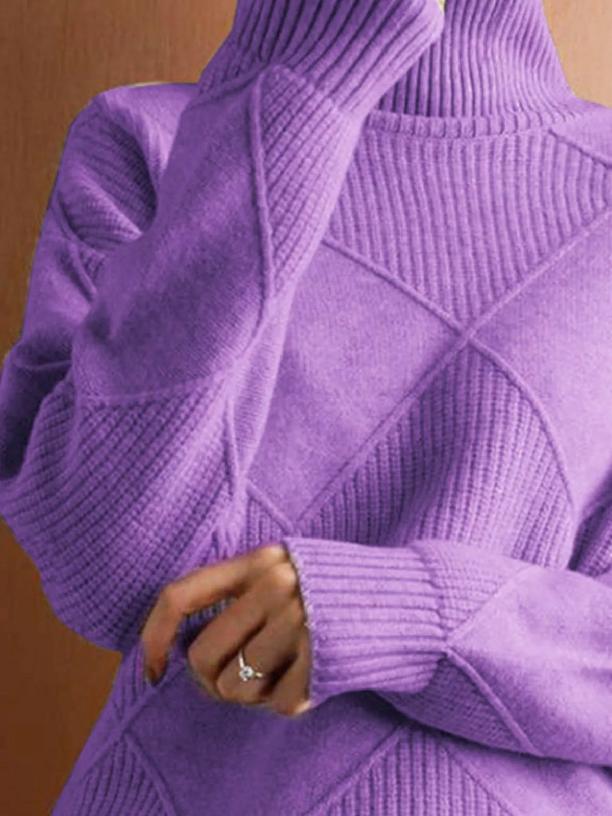 Trendsi Argyle Pattern Turtleneck Sweater -