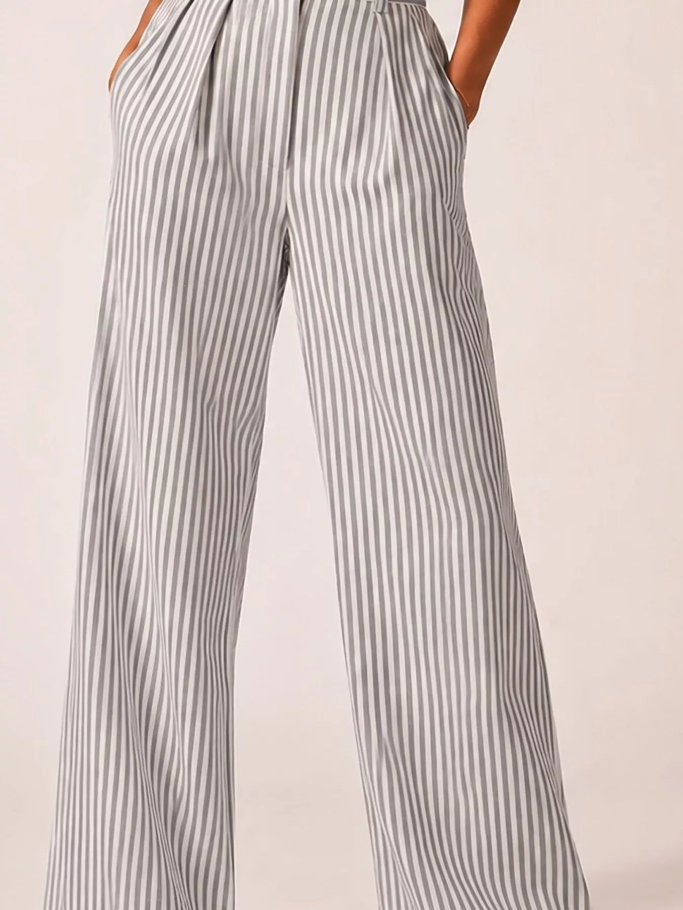 Trendsi High-Waisted Wide-Leg Striped Pants -