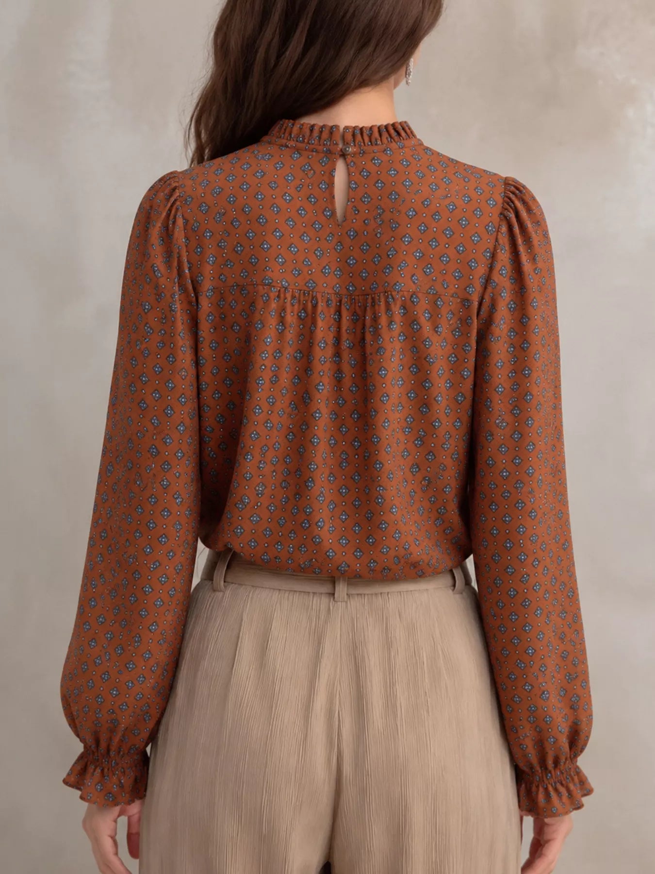 Trendsi Printed Flounce Sleeve Blouse -