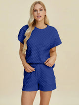 Trendsi Double Take Full Size Texture T-Shirt and Shorts Set -