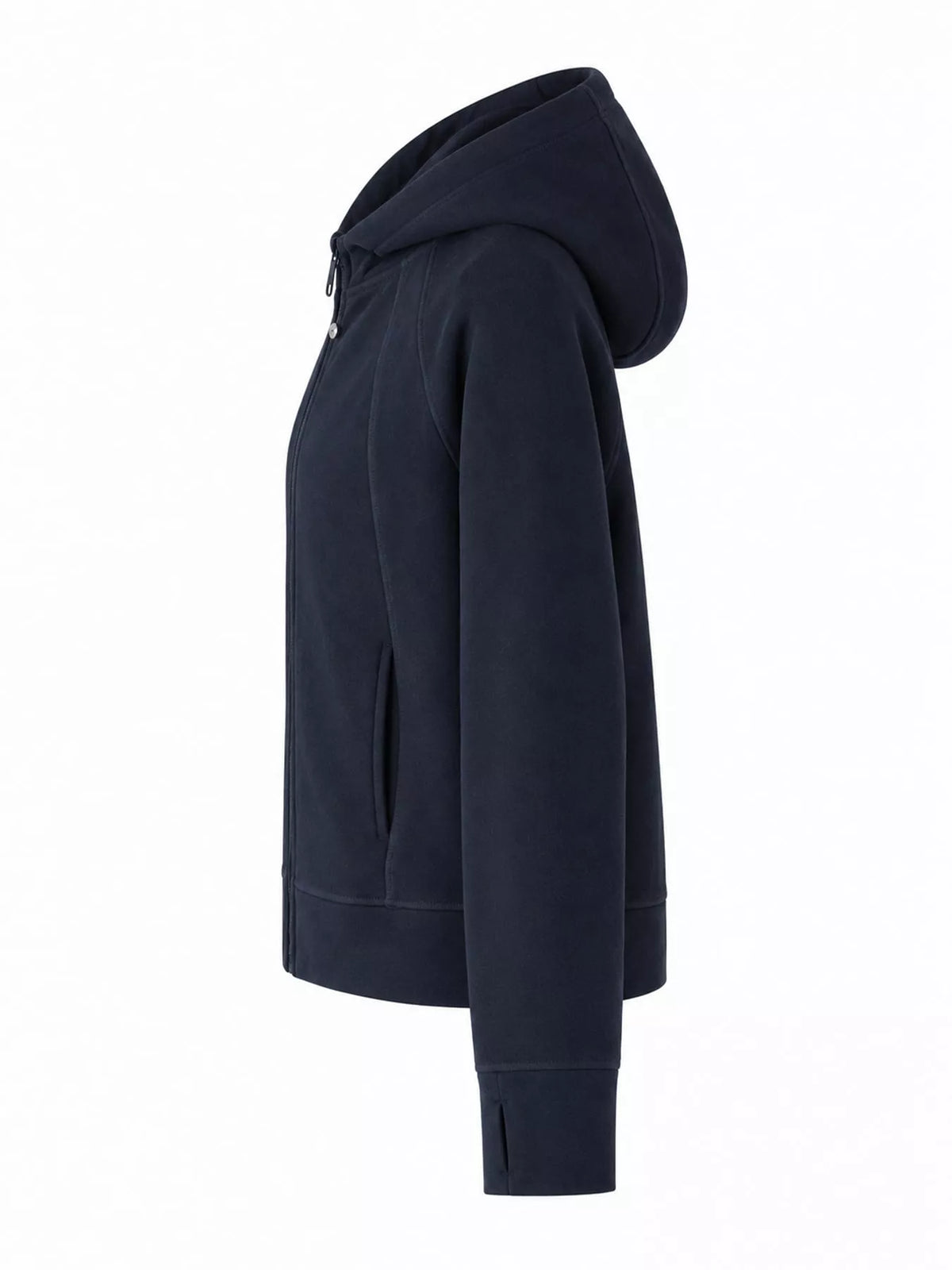 Navy full-zip long sleeve hoodie with pockets