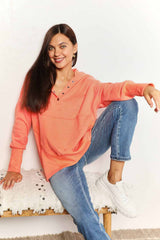 Trendsi Double Take Quarter-Snap Dropped Shoulder Hoodie -