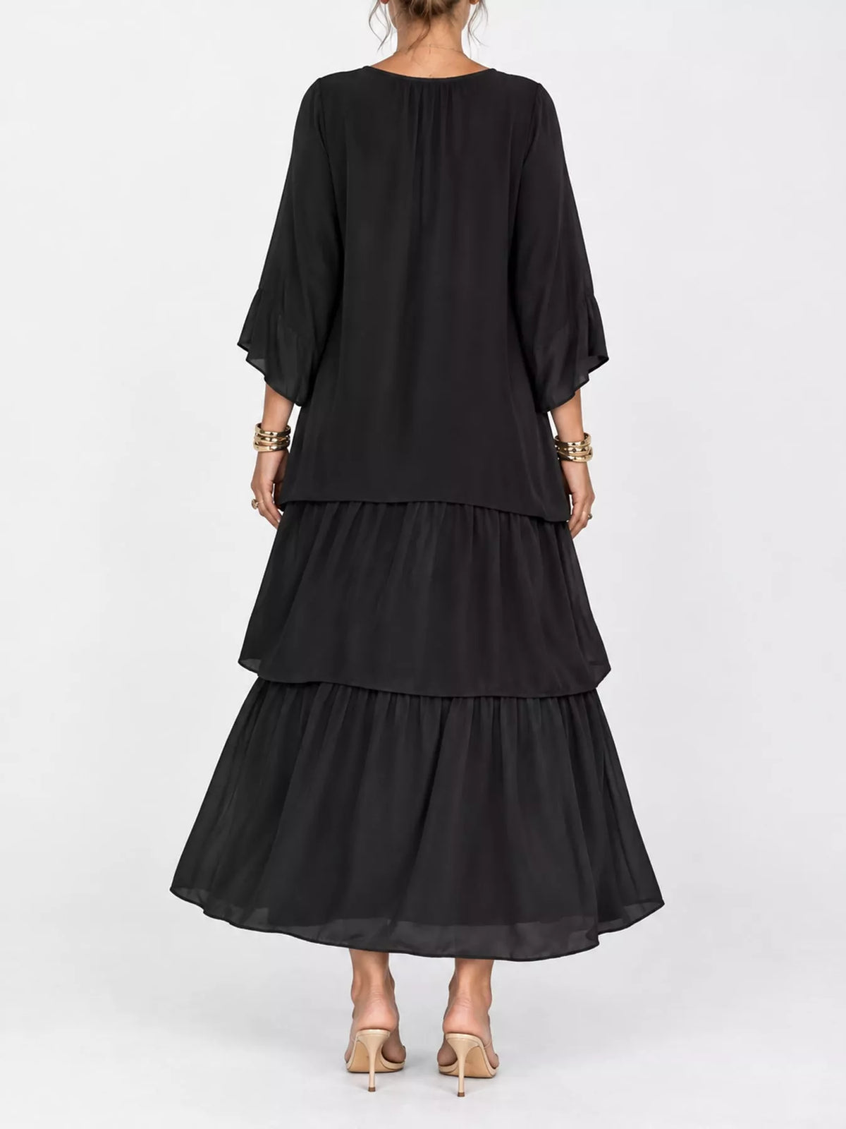 Layered maxi dress, black back