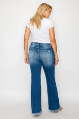 Trendsi bytos Full Size Raw Hem Distressed High Rise Bootcut Jeans -