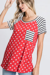 Trendsi Heimish Full Size Star & Striped Round Neck Short Sleeve T-Shirt Plus Size -