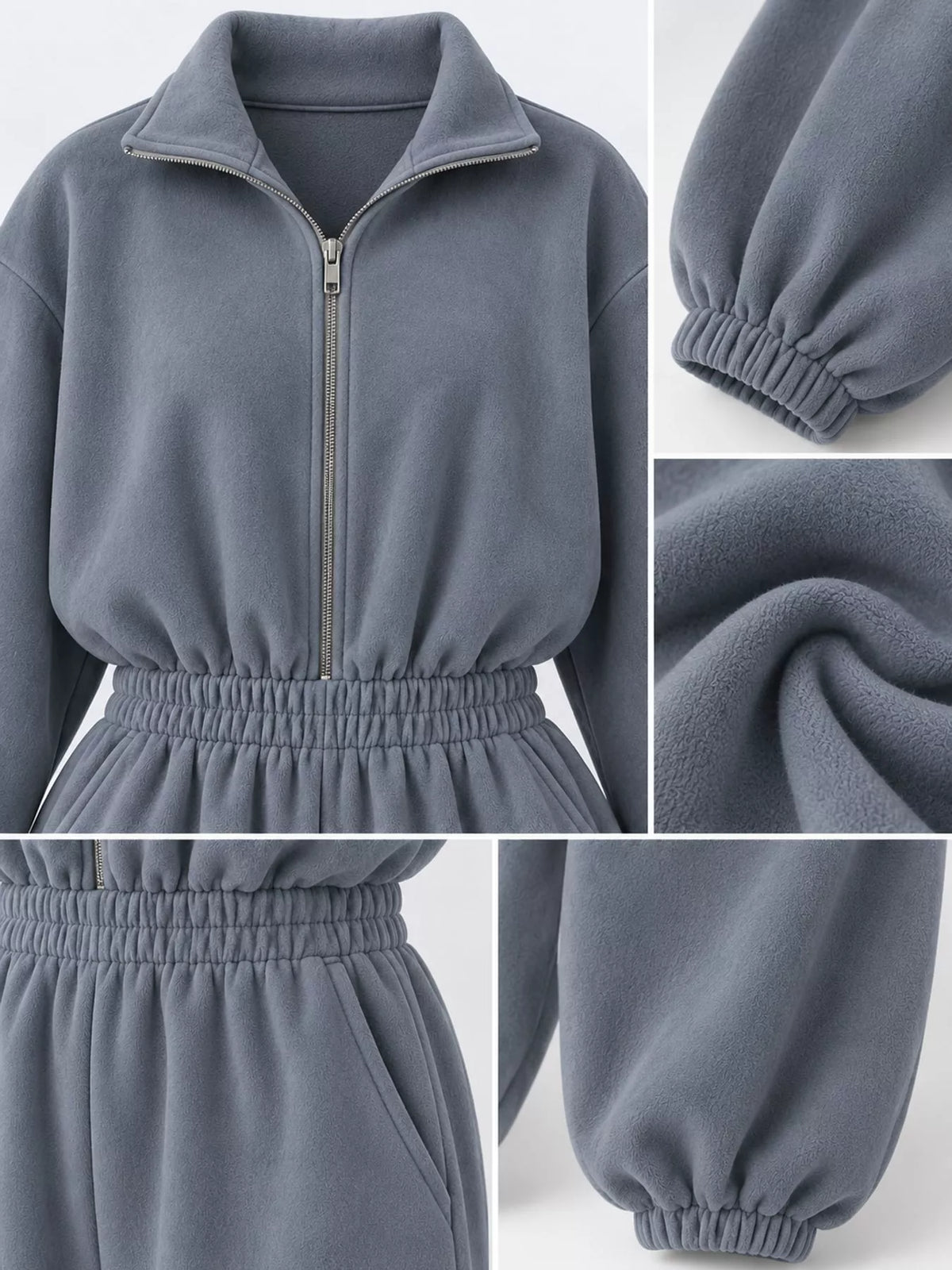 Zip Front Long Sleeve Jumpsuit — construction details