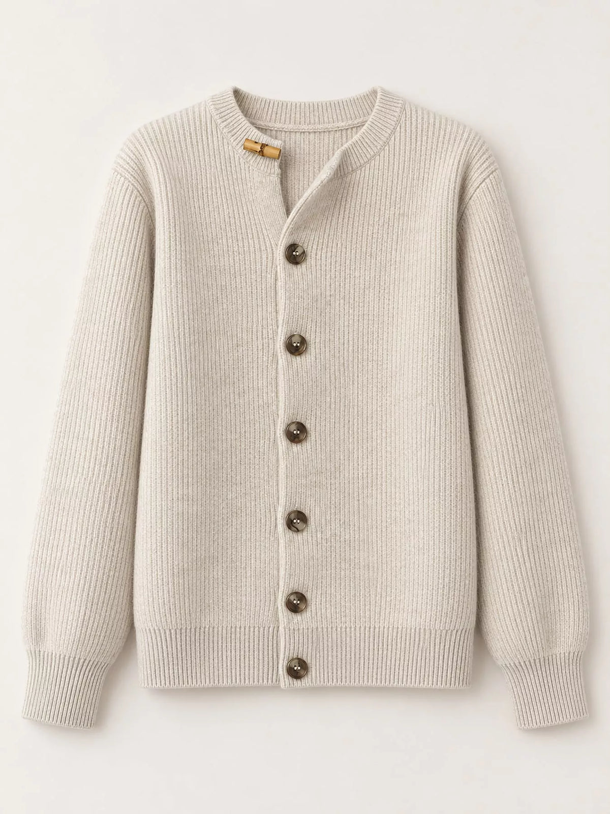 Pearl Barley ribbed knit asymmetrical button cardigan