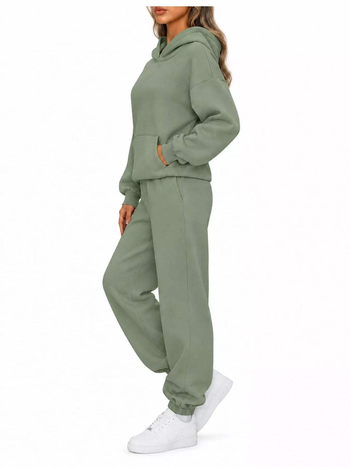Kangaroo Pocket Hoodie and Joggers Set — side view