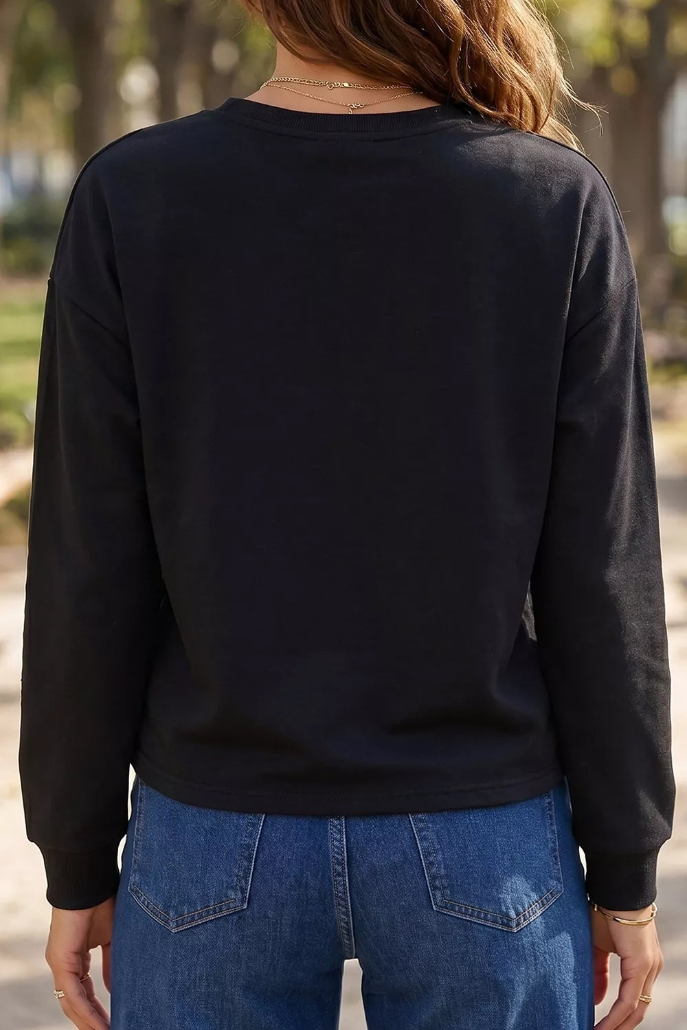 Trendsi Rhinestone Pumpkin Long Sleeve Sweatshirt -