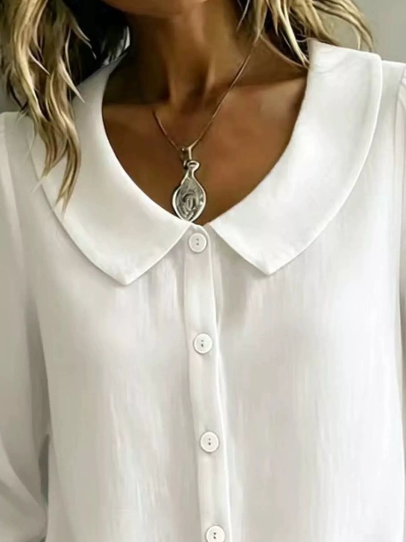 Trendsi Full Size Peter Pan Collar Button-Down Shirt Plus Size -