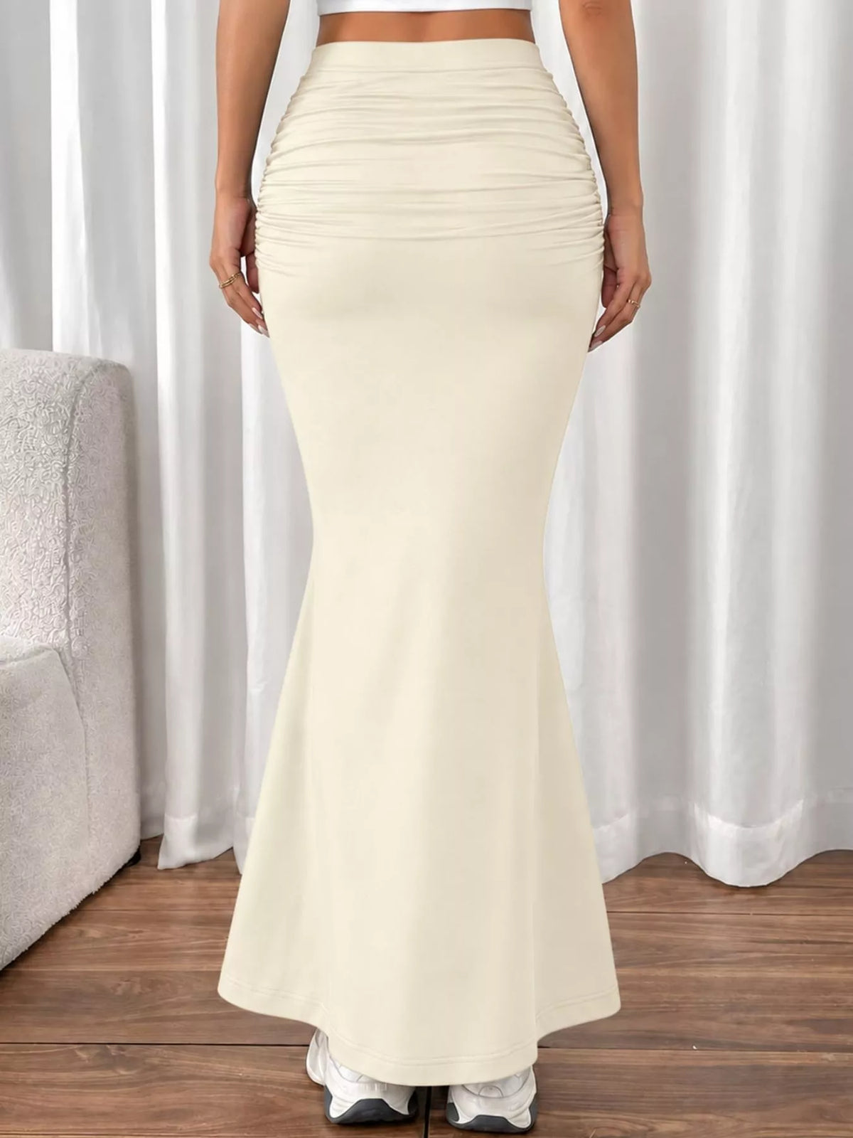 Ruched Maxi Skirt — back view
