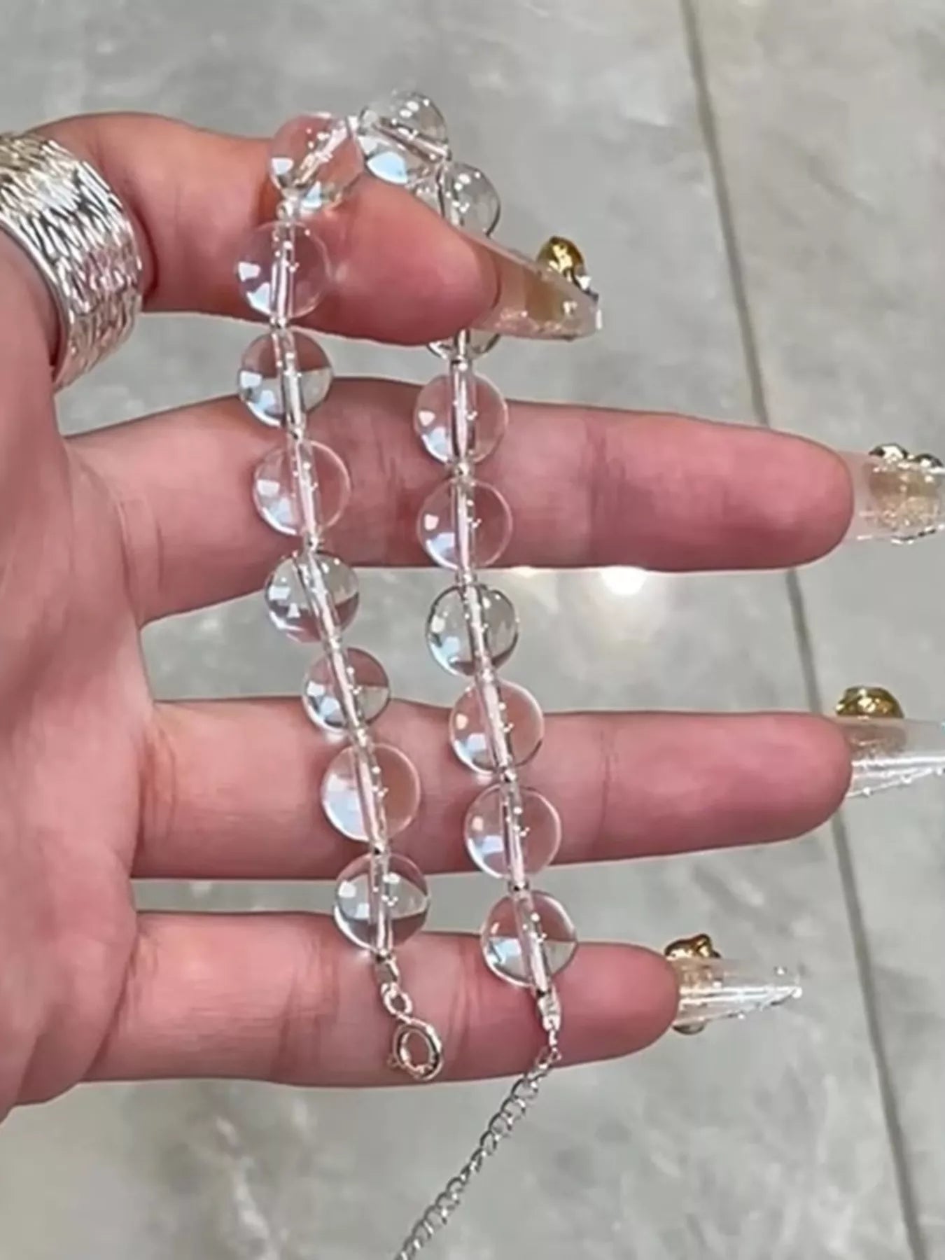 Women's 925 Sterling Silver Clear Crystal Bead Bracelet Extension Chain