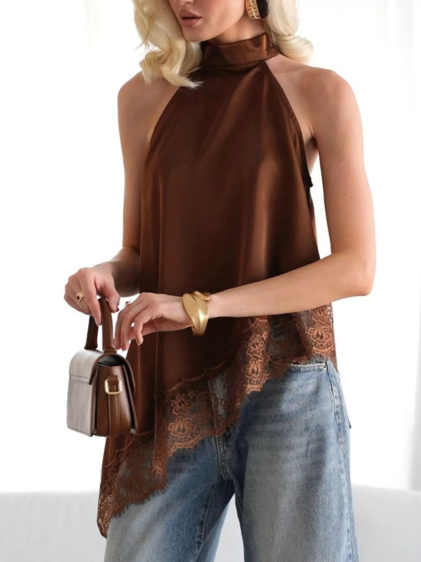 Trendsi Asymmetric Lace Hem Cami -