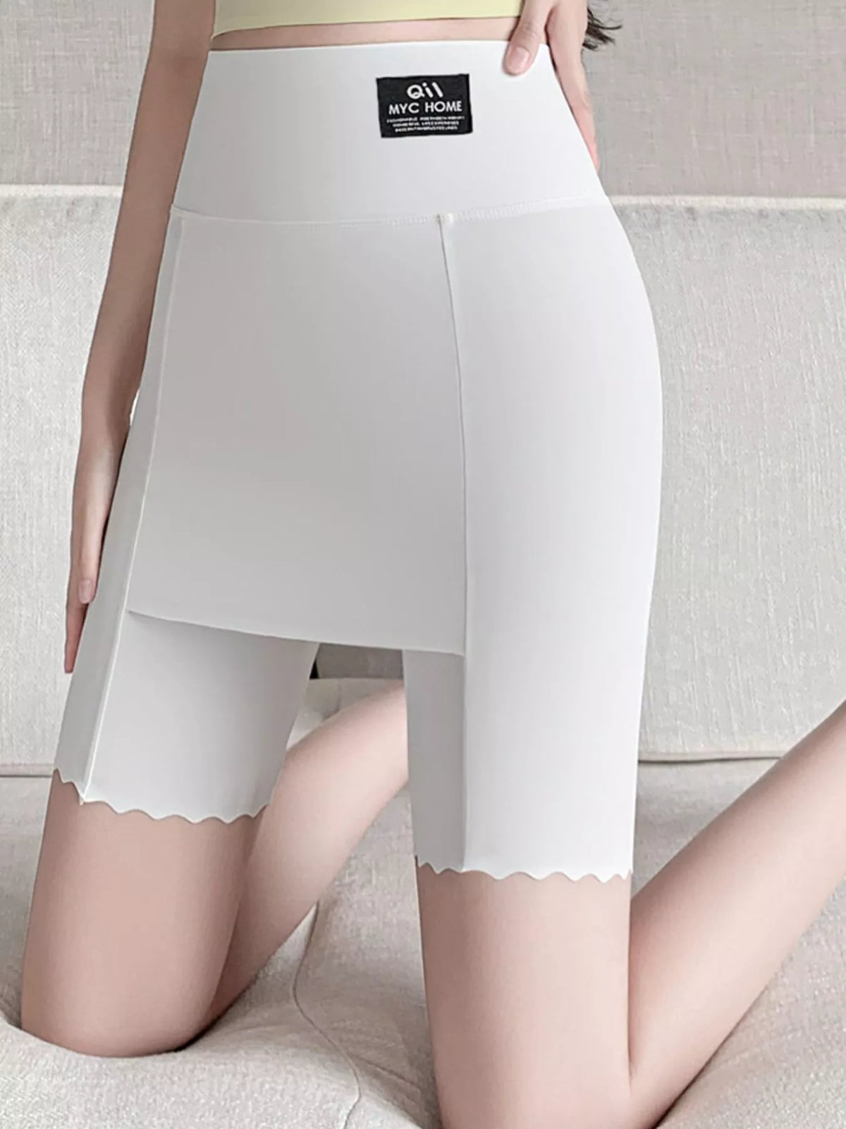 Women's High-Waisted Long-Leg Underwear Shorts in white — front view