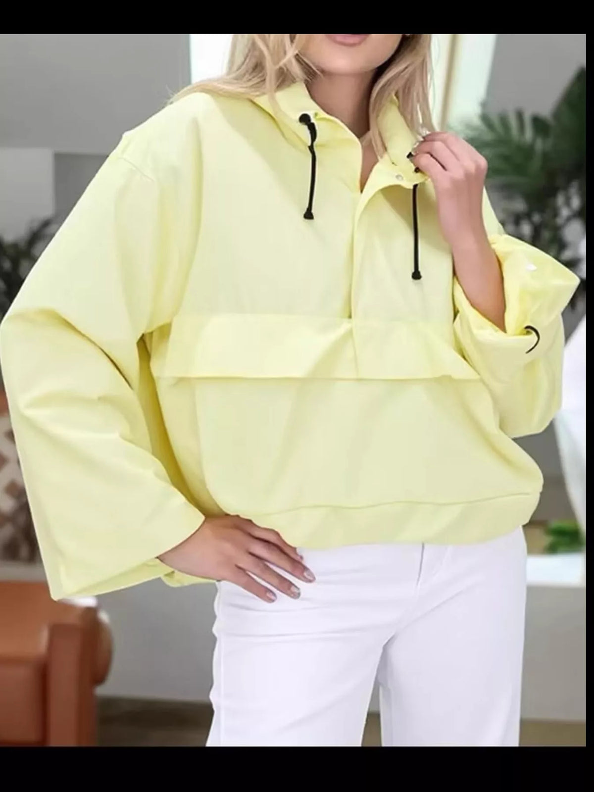 Half-Zip Hooded Anorak Jacket — front view