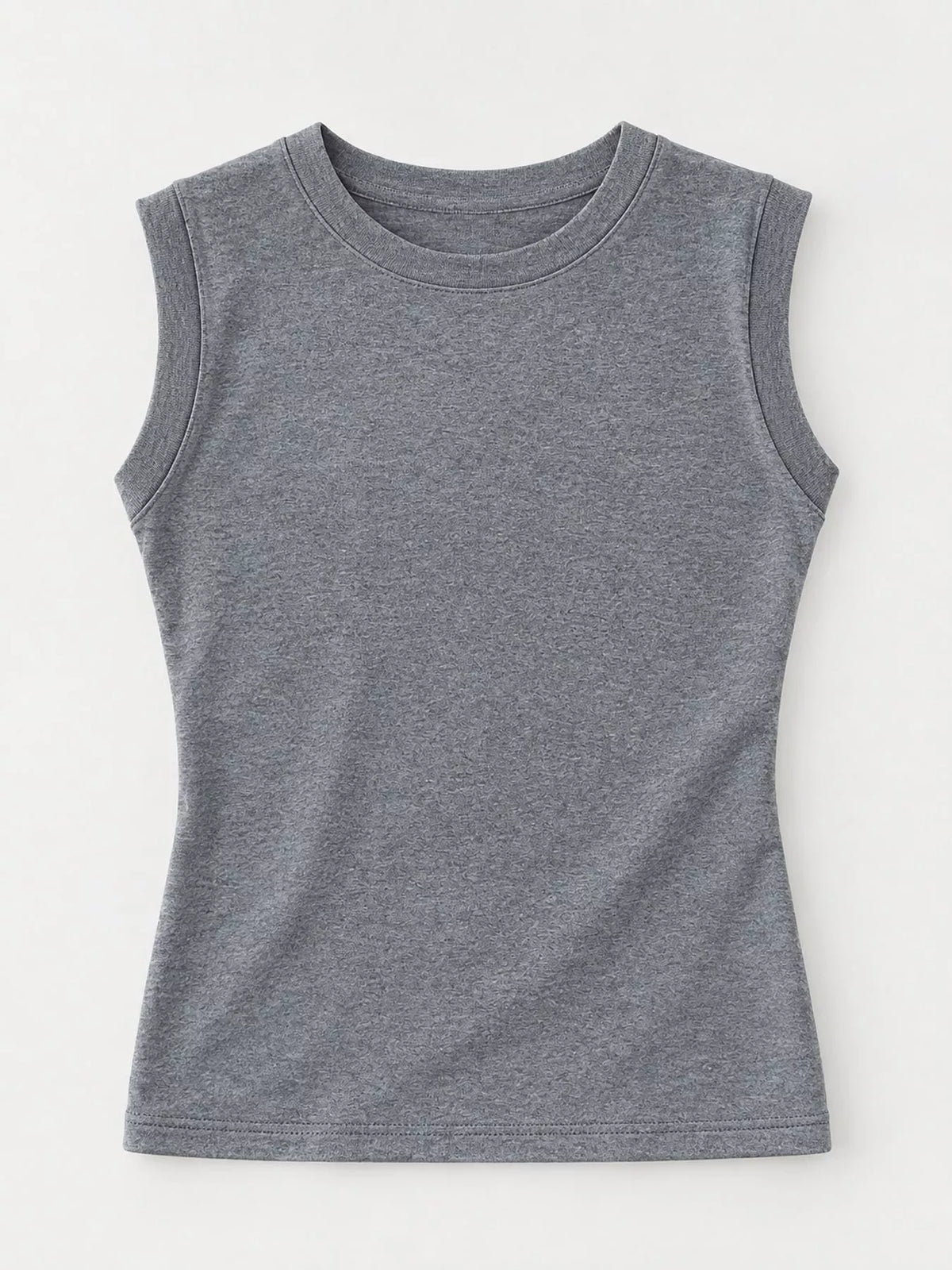 Slim-Fit Sleeveless Crew Neck Tank Top — garment front