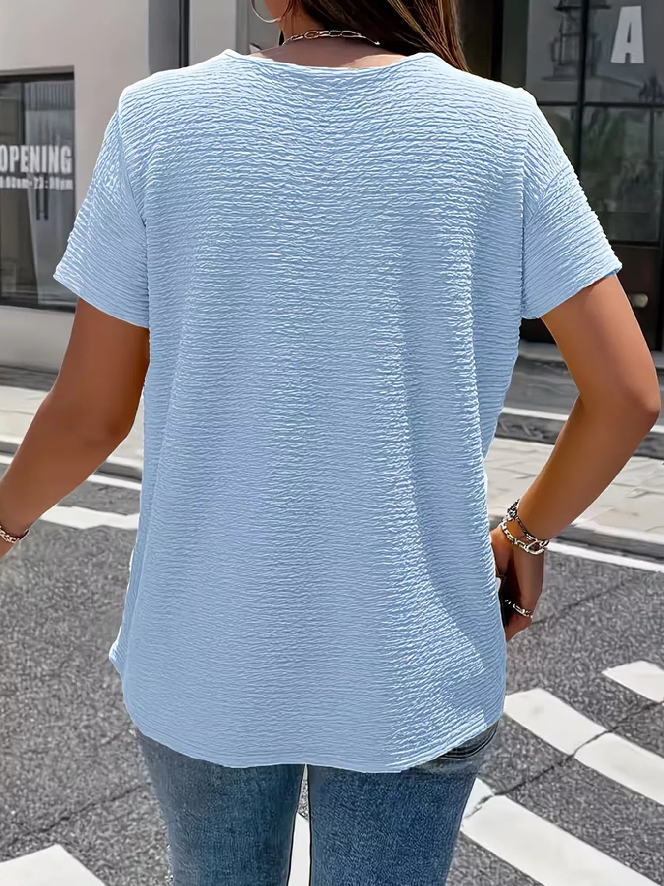 Trendsi Textured Short Sleeve Top -