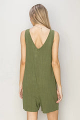 Trendsi HYFVE V-Neck Sleeveless Romper with Pockets - One-Pieces