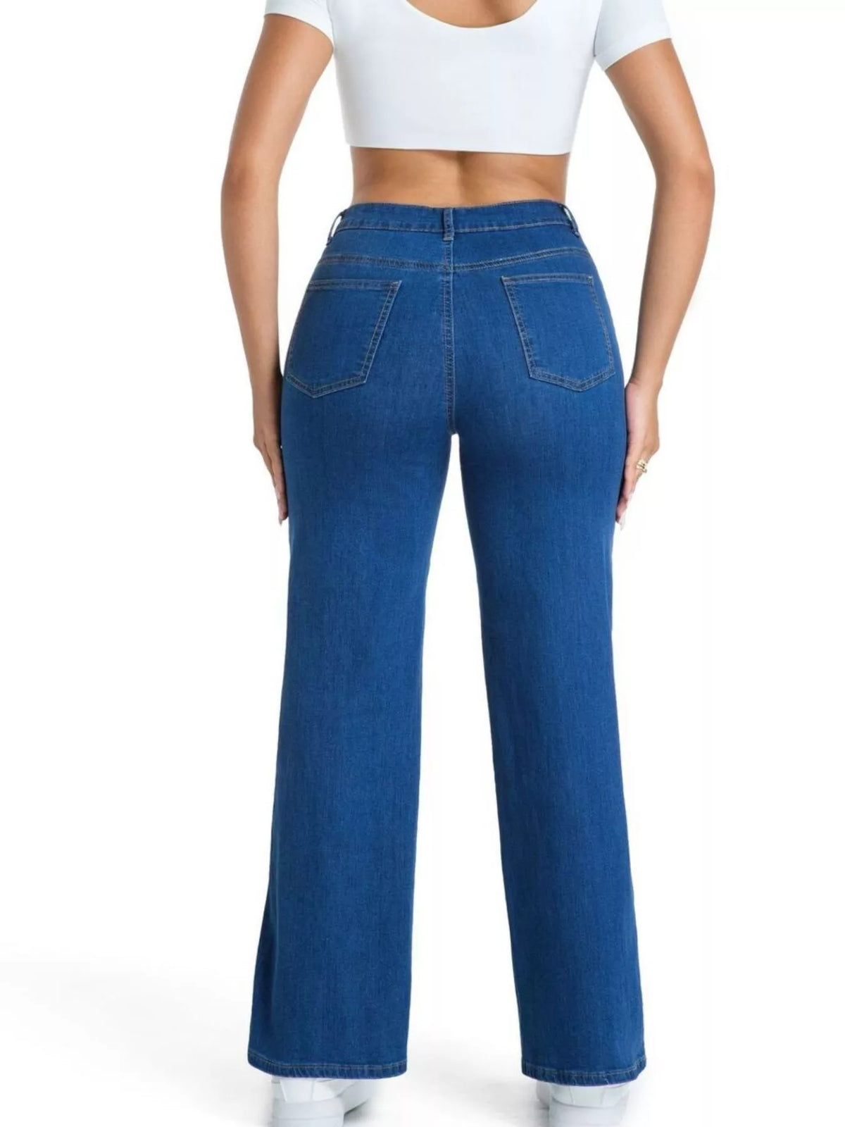 Frayed edge straight leg jeans