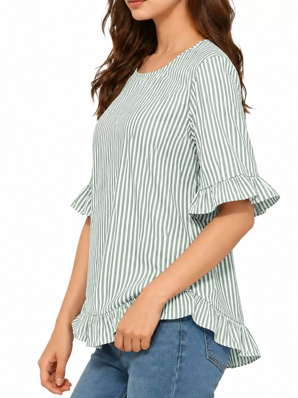 Ruffle Hem Short Sleeve Blouse — side view