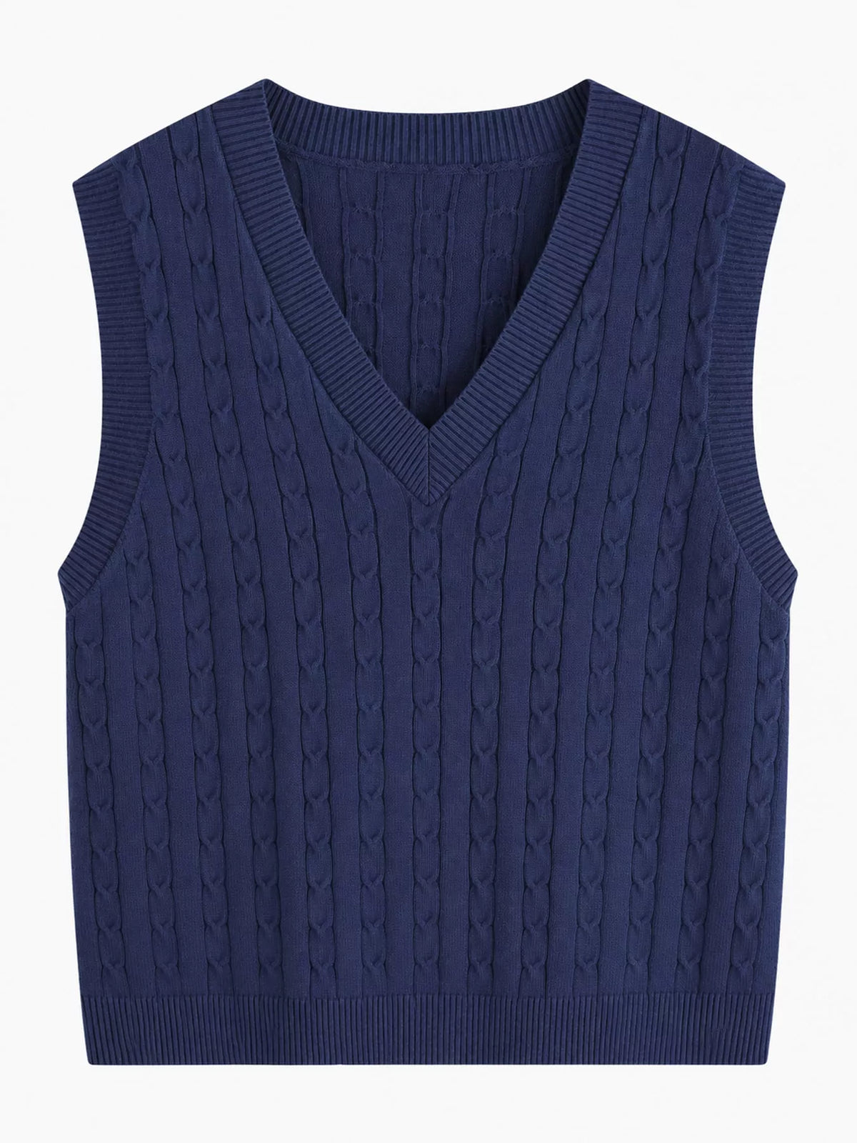 Cable-knit sweater vest, navy front