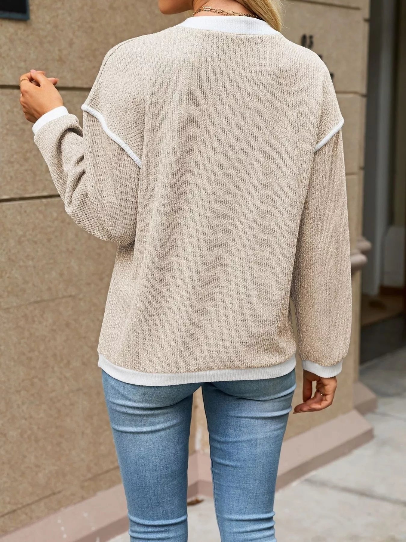 Trendsi Button Detail Dropped Shoulder T-Shirt -