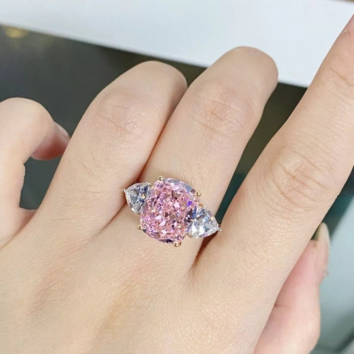 Trendsi 925 Sterling Silver Zircon Geometric Ring -