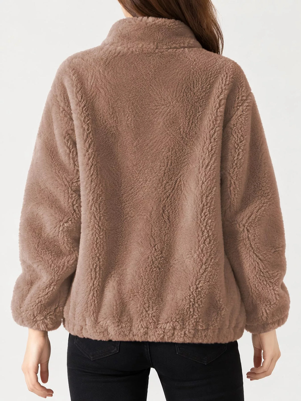 Faux-fur jacket, beige back