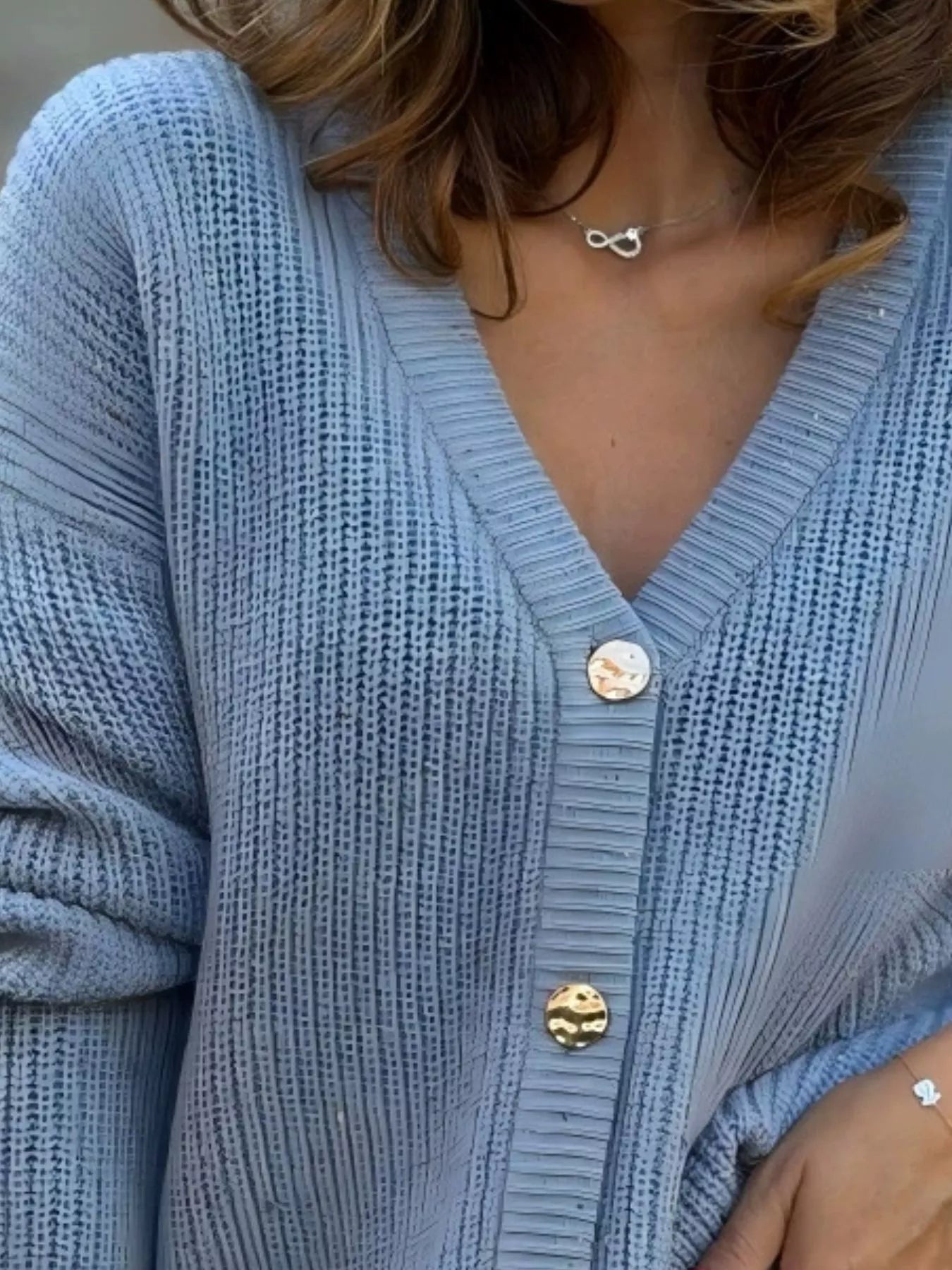Trendsi Full Size V-Neck Button-Up Cardigan Plus Size -