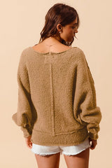 Trendsi SO ME Loose Fit Exposed Seam Slouchy Boucle Sweater -
