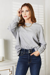 Trendsi Double Take Seam Detail Round Neck Long Sleeve Top -