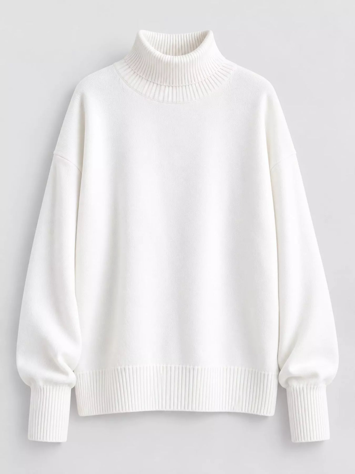 Oversized Turtleneck Drop Shoulder Sweater — garment front