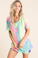 Trendsi BiBi Tie Dye French Terry Print Top -