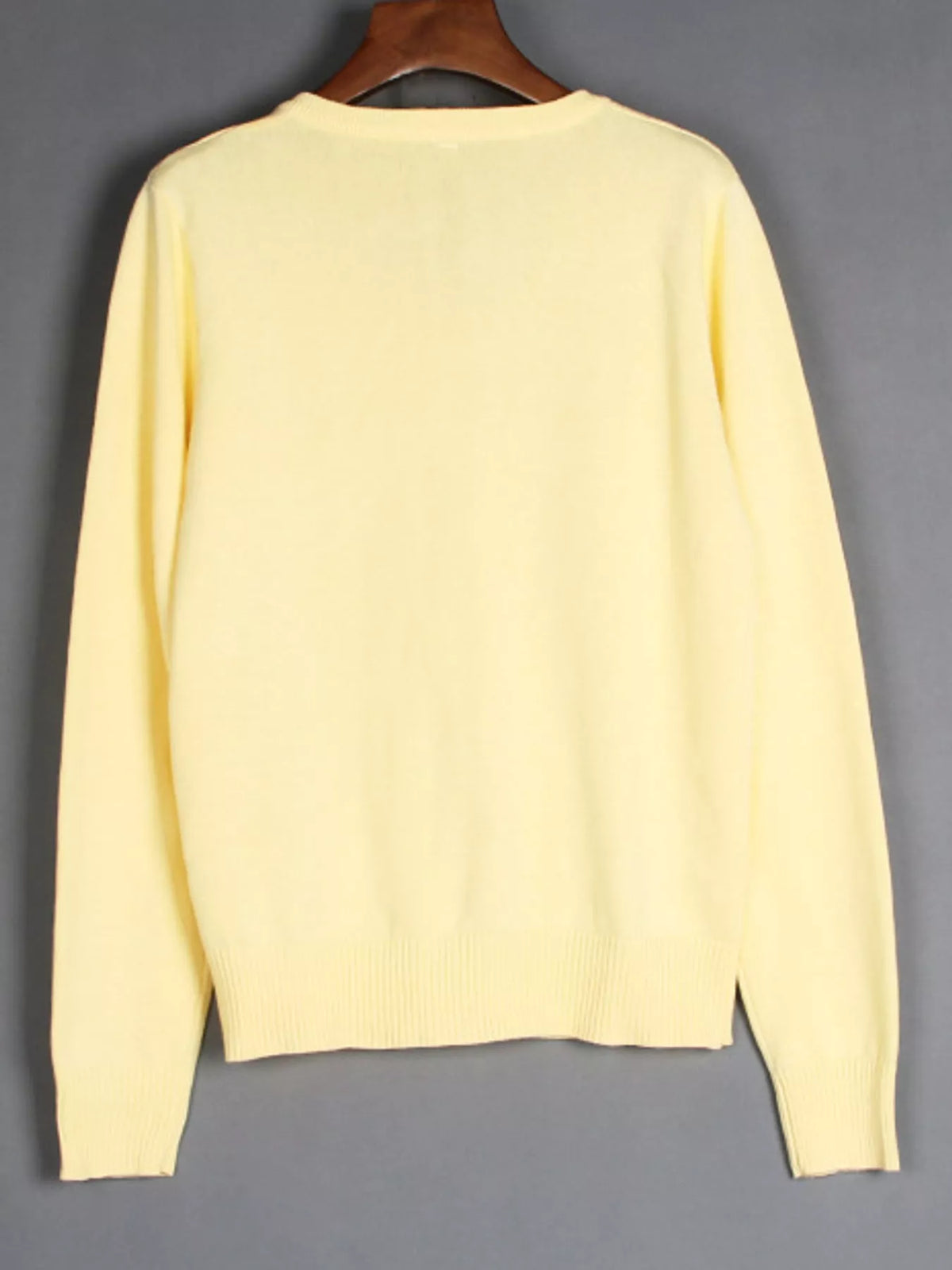 Women's V-Neck Long Sleeve Sweater in yellow — back view