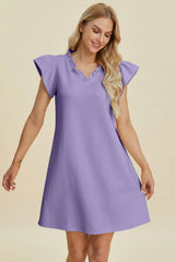 Trendsi Double Take Full Size Ruffled V-Neck Cap Sleeve Dress -