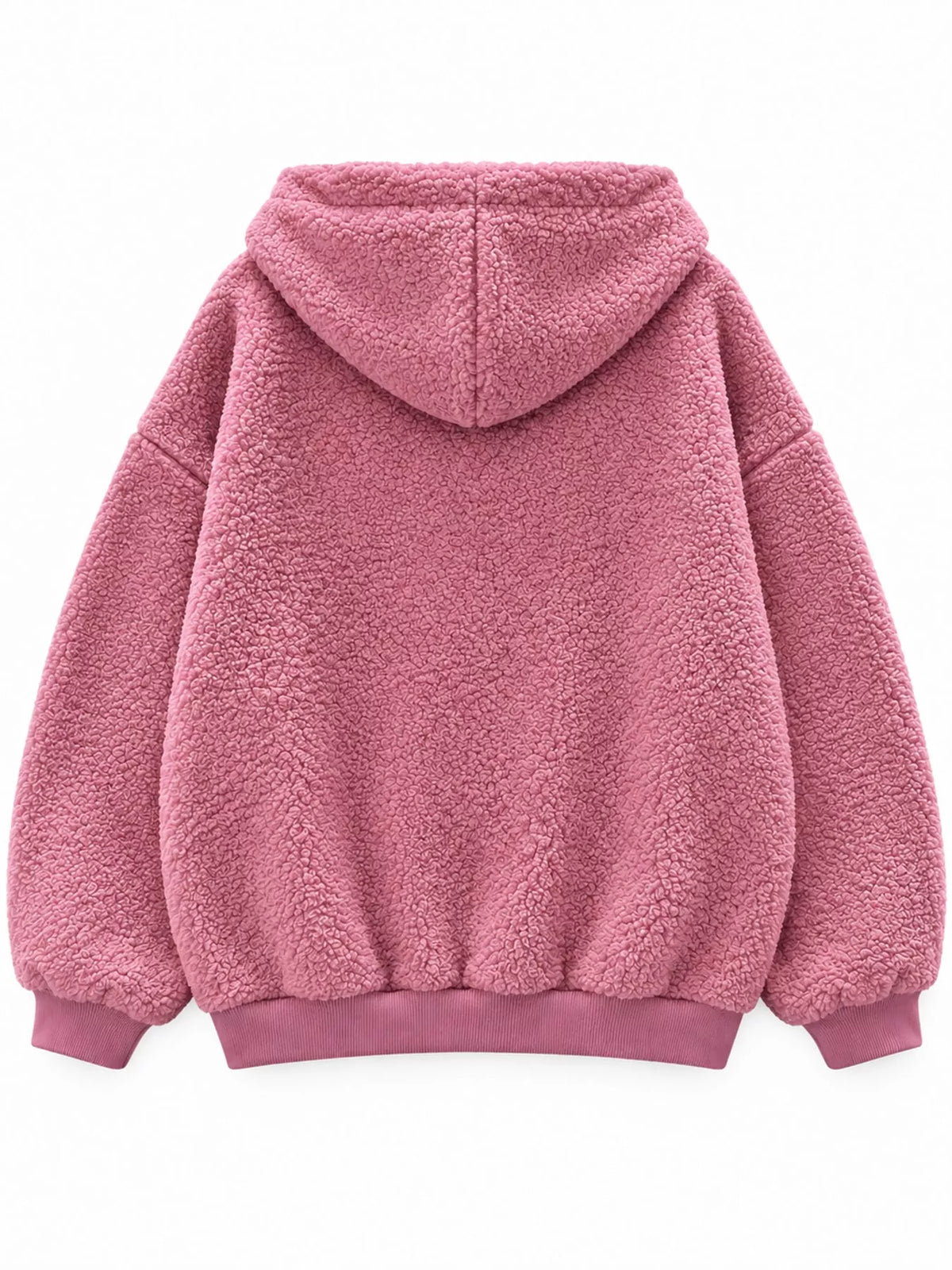 Oversized Drawstring Sherpa Hoodie — back view