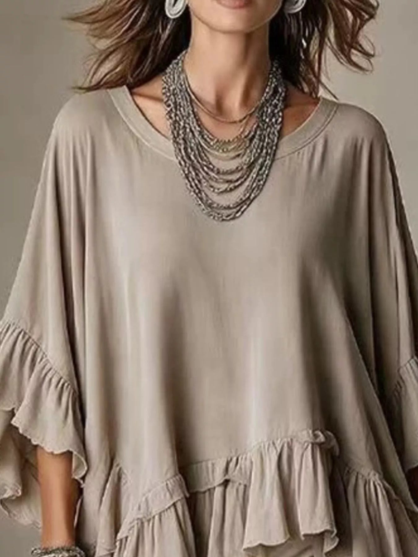 Trendsi Ruffled Hem Loose Fit Top -