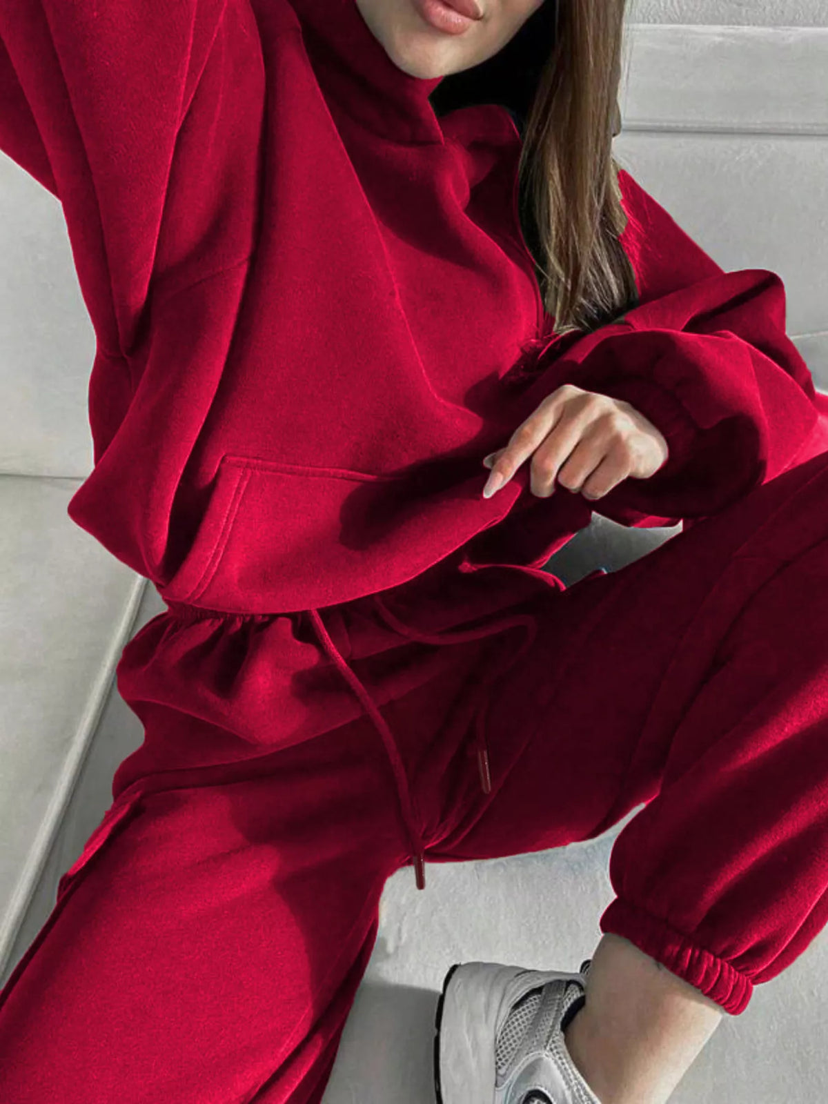 Trendsi Kangaroo Pocket Hoodie and Joggers Set -