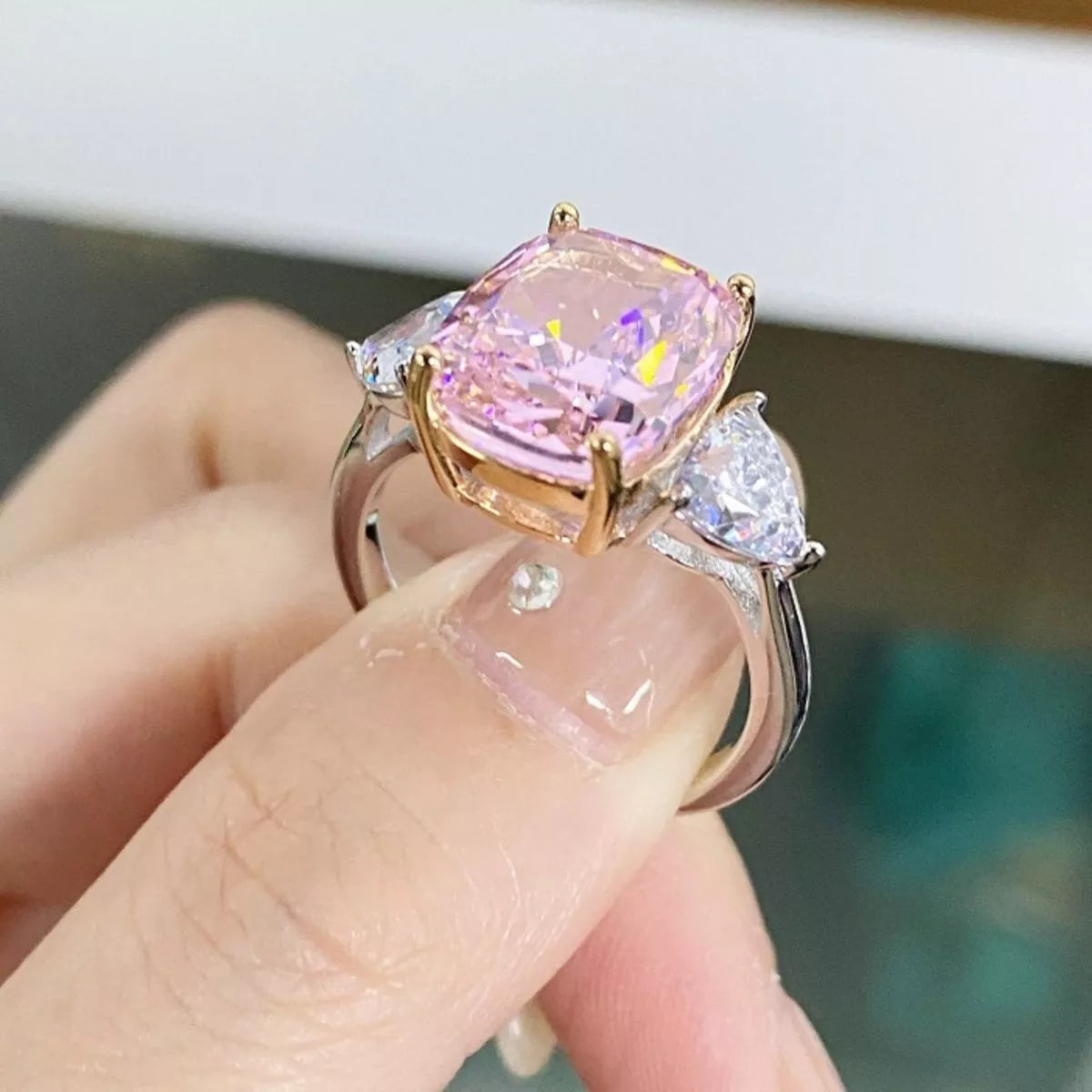 Trendsi 925 Sterling Silver Zircon Geometric Ring -