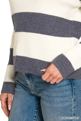 Trendsi Zenana Striped Collared Sweater - Shirts